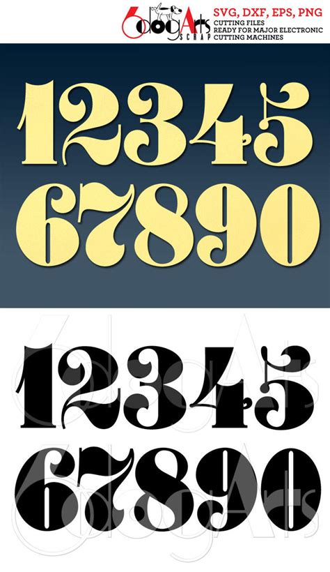 Numbers Digital Images Svg Dxf Eps Png Silhouette Scal Etsy