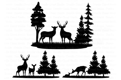 2352 Deer And Tree Silhouette Svg Svg Png Eps Dxf File