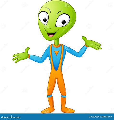 Happy Alien In Outer Space Cartoon Character Vector Illustration