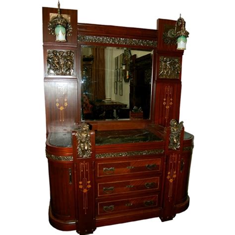 Storage bed, 1 nightstand, dresser, mirror, chest, trunk only. 3-Pc. Italian Mahogany King-Size Bedroom Suite For Sale ...