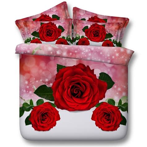 D Red Rose Comforter Sets Bedding Duvet Cover Bed In A Bag Sheets Queen Size Super King Full