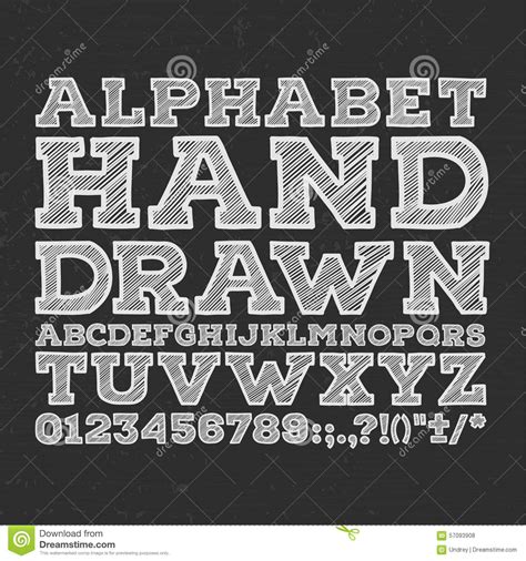 Chalk Sketched Striped Alphabet Abc Vector Font Stock Vector