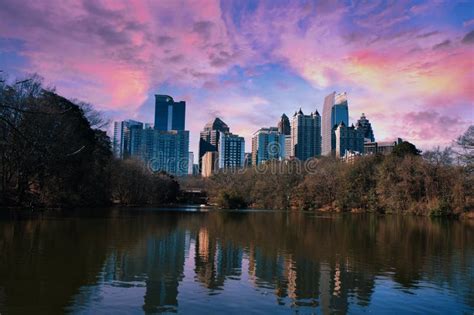 Panoramic View Of Downtown Atlanta Skyline From Piedmont Park Editorial