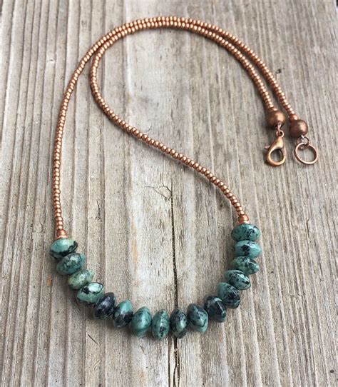 Turquoise Beaded Jewelry Necklace Turquoise Boho Necklace