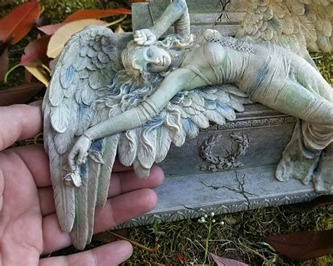 Gothic Weeping Angel Lying On Grave Gothic Decor Angel Statue