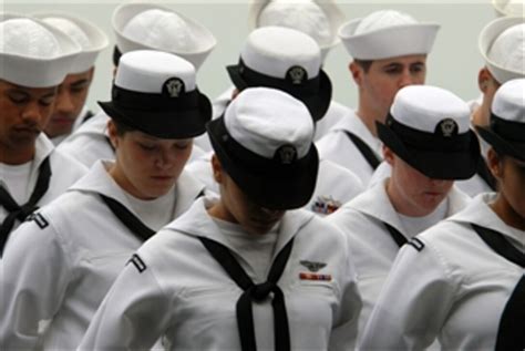 Us Navy Sailors Bow Their Heads For The Benediction