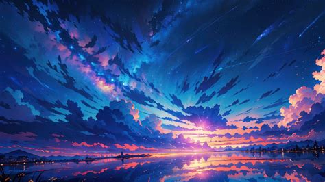Sunset Anime Art Clouds Sky 4k 3181m Wallpaper Pc Desktop