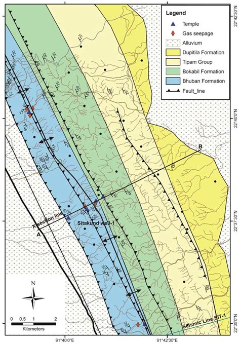 Geological Map Of The Sitakund Area Chittagong Bangladesh Download