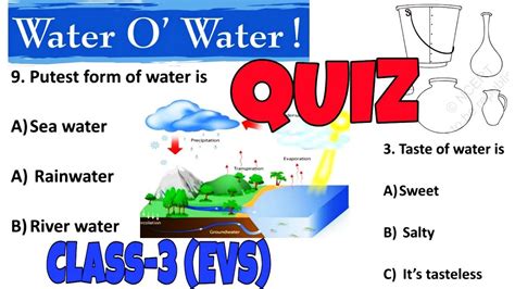 Quiz Test Yourself Water O Water Class3 Evs Ncert Worksheets