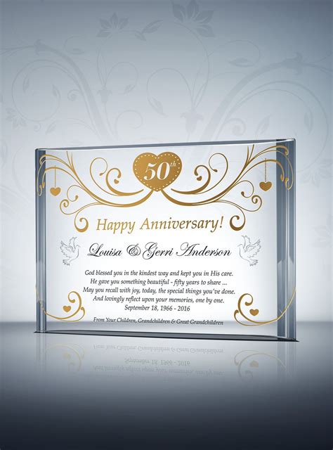 Wedding anniversary gifts for parents diy. Happy Golden Anniversary Plaque for Parents: With engraved ...