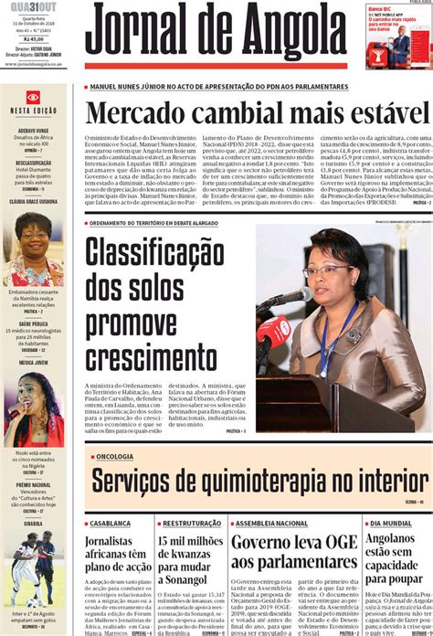Jornal De Angola Quarta 31 De Outubro De 2018