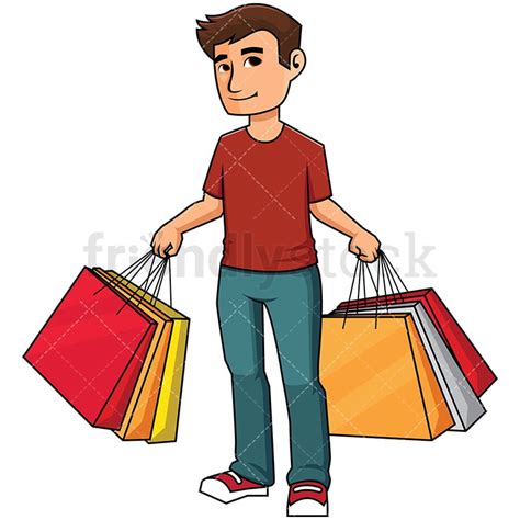 Man Holding Shopping Bags Vector Cartoon Clipart Friendlystock