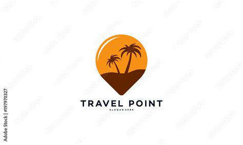 Travel Point Logo With Palm Trees Symbol Beach Logo Designs Concept