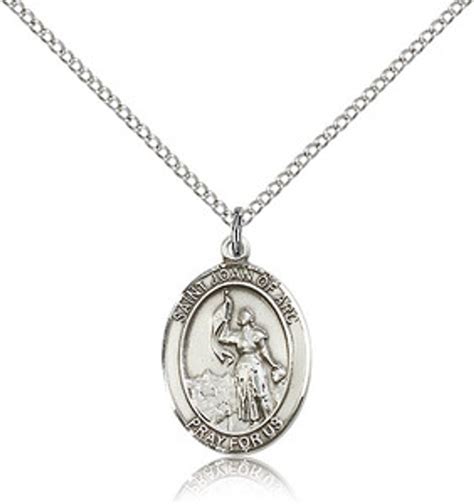 St Joan Of Arc Sterling Silver Oval Patron Saint Medal 18 Stainless