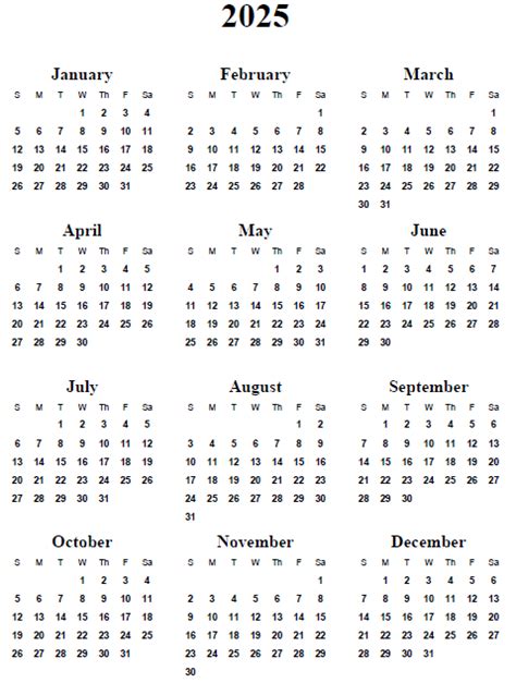 5 Year Calendar 2020 To 2025 Free Letter Templates