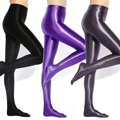 Plus Size Womens Shiny Wet Look Collants Satin Brillant Opaque Tights