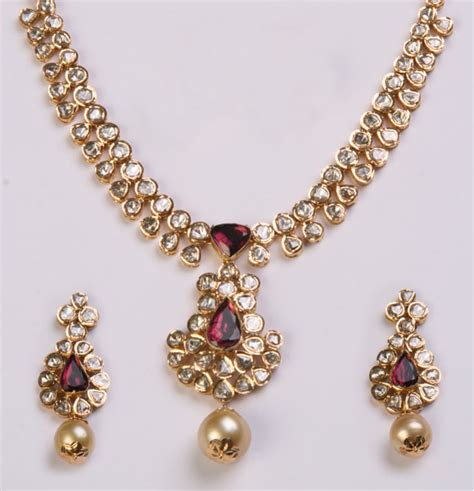 Gold And Diamond Jewellery Designs Uncut Diamond Necklace Sets With