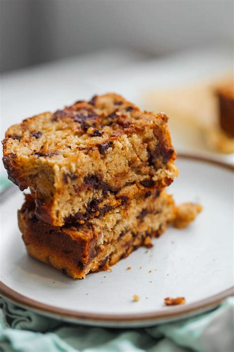 Measure the correct amount of banana and add it to your blender jug along with the soy milk and coconut oil (or vegan butter) and blend until smooth. (Chickpea) Vegan Banana Bread - HealthyHappyLife.com