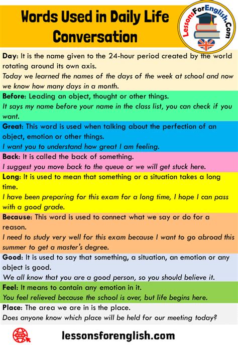 9 Words Used In Daily Life Conversation In English Lessons For English