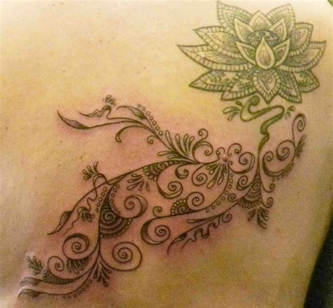 Lotus Flower Black And Grey Tribal Polynesian Feminine Tattoo Tattoo