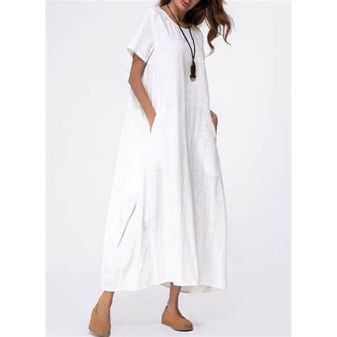 Solid Short Sleeve Maxi Shift Dress 1955140439 In 2019 Dresses
