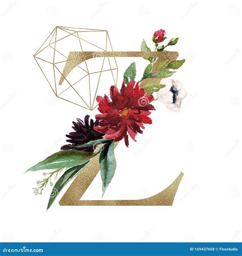 Floral Alphabet Letter Z With Flowers Bouquet Composition And