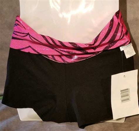 Pizzazz Zebra Glitter Shorts Black Pink Hot Shorts Dance Cheer Adult Small Nwt Ebay