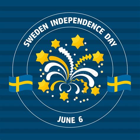 Sweden Independence Day Label On Blue Vector Illustration Stock