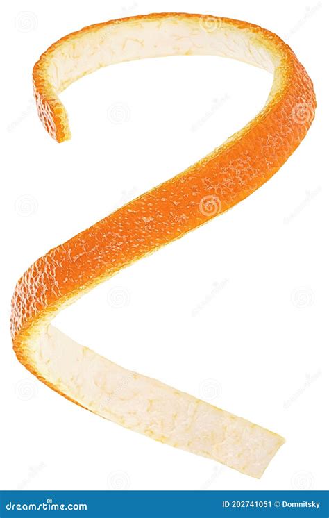 Skin Of Orange Isolated On White Background Top View Citron Spiral