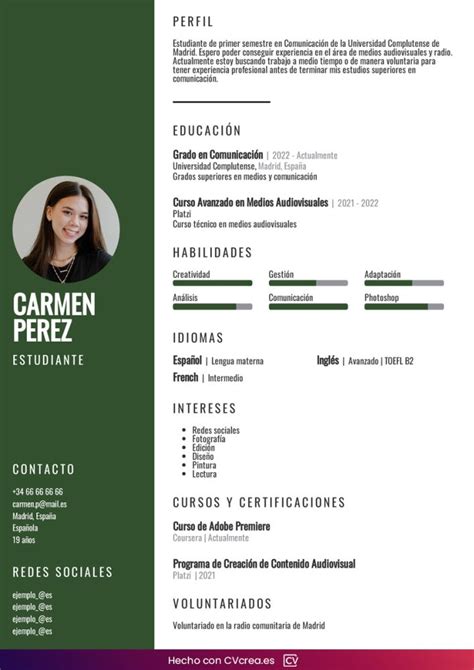 Currículum Estudiante Plantilla Y Ejemplo Guía 2023