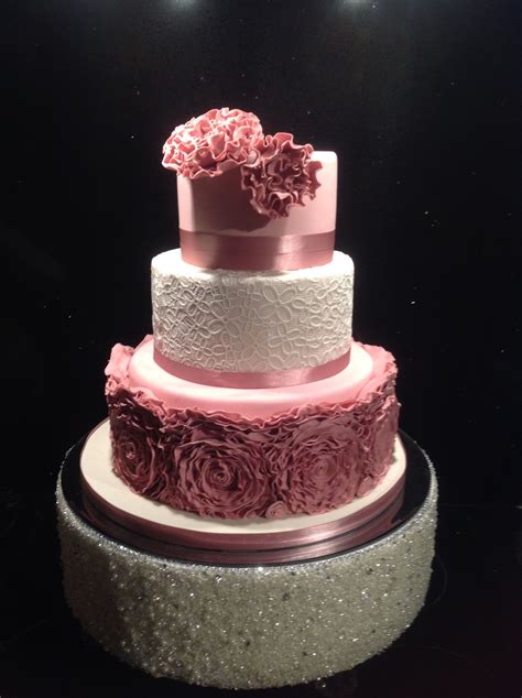 Wedding Rose Ruffle Cake — Round Wedding Cakes Cake Round Wedding