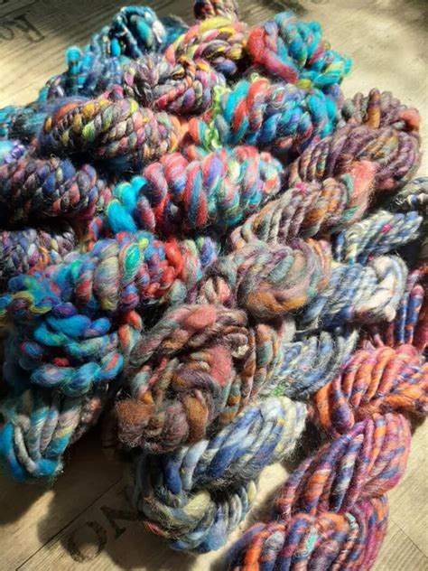 Handspun Art Yarnhand Spun Art Yarn Mystery Yarn Skein Etsy