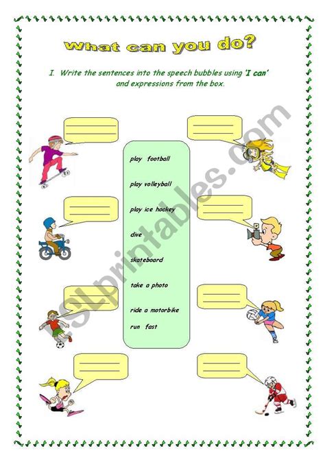 What Can You Do Esl Worksheet By Salomea