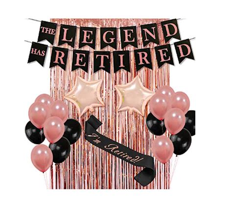Rose Gold Retirement Party Decorations Woman Retired The Legend Has