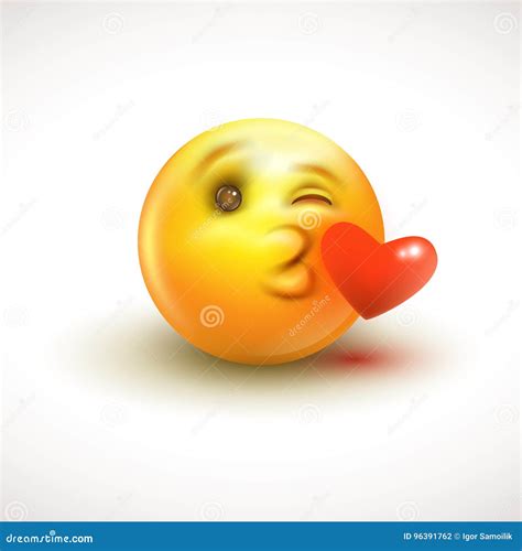 Cute Feeling In Love Emoticon Isolated On White Background Emoji