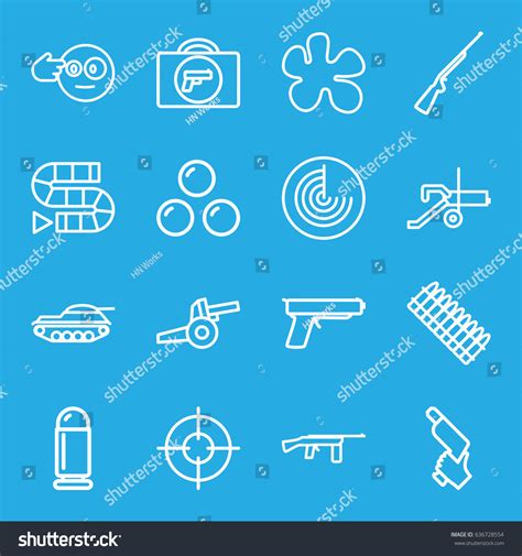 Gun Icons Set Set 16 Gun Stock Vector Royalty Free 636728554 Shutterstock