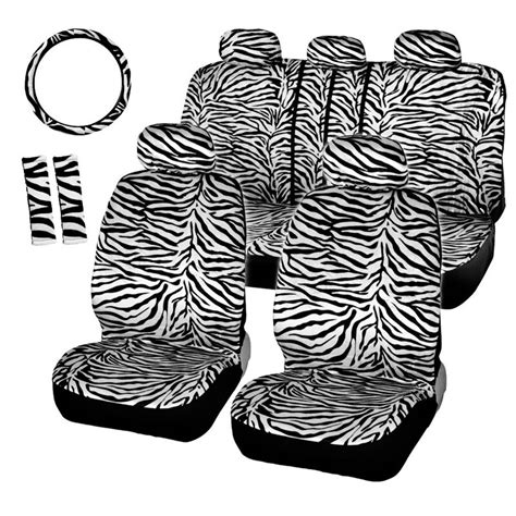 lddczenghuitec zebra stripes car seat covers set universal fit most cars covers with tire track