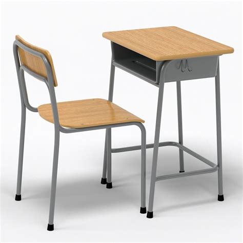 Our leather desk chair has rolling. School Desk and Chair 3D | CGTrader