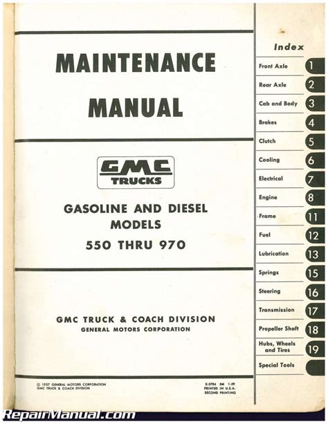 Gmc 550 Thru 970 Trucks Maintenance Manual