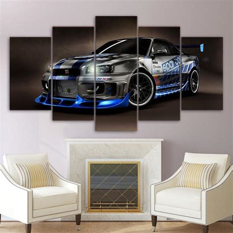 Sport Cool Car Automative 5 Panel Canvas Art Wall Decor Canvas Storm