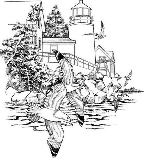 Coloriage de la balade au bord de mer de la famille lapin. Coloriage de Pour adultes, dessin Paysage de bord de mer à ...