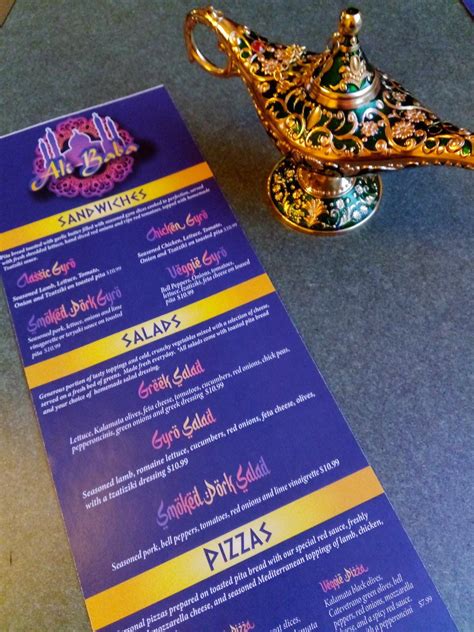 Menu at Ali Baba restaurant, Spartanburg