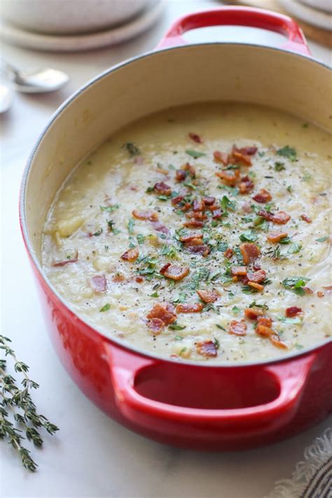 Creamy Potato Leek Soup With Bacon The Real Food Dietitians