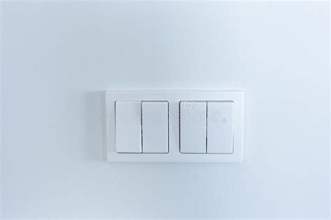 White Light Switches On A White Wall Stock Photo Image Of Residential