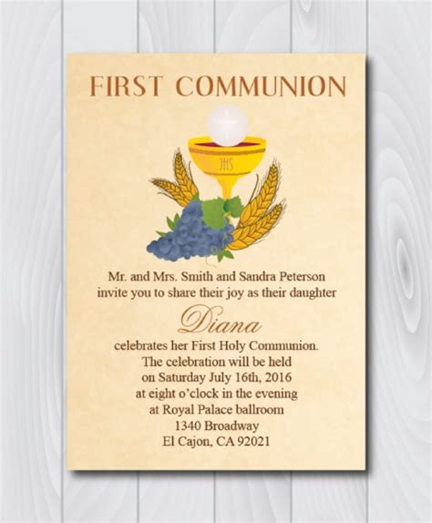 Communion Invitation Golden First Holy Communion Etsy