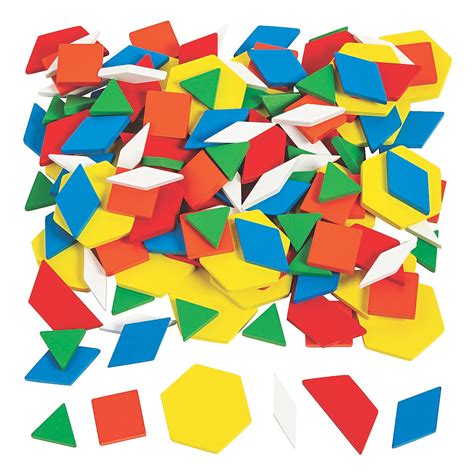 Wood Pattern Blocks Toys Party Supplies 250 Pieces