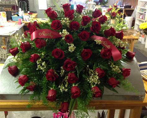 Red Rose Casket Spray Funeral Floral Arrangements Sympathy