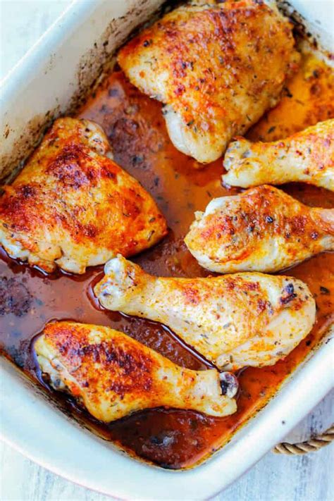 Just 4 ingredients and absolutely delicious! Oven Roasted Chicken Legs (Thighs & Drumsticks) - Eating European