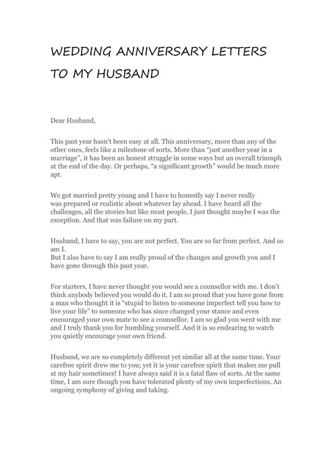 Free Printable Anniversary Letter Templates My Husband Boyfriend Wife
