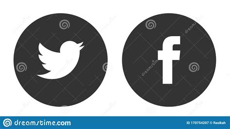 Set Of Popular Social Media Logos Icons Facebook Twitter Simple Flat